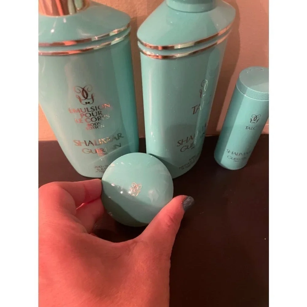 Vintage Shalimar Guerlain 6 Piece Set Turquoise 1980s